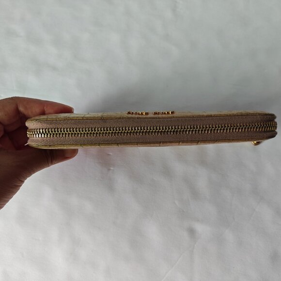 MIU MIU Crocodile-embossed Leather Zip Around Wallet Beige - Picture 10 of 15